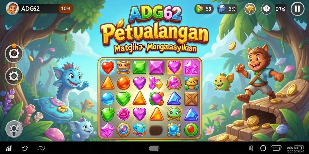 Gameplay seru Match-3 dengan kombinasi warna-warni yang menarik.