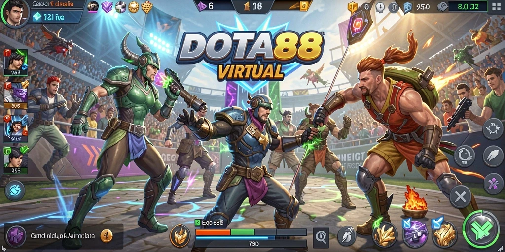 Tampilan gameplay mendebarkan dalam DOTA88 dengan aksi olahraga yang intens.
