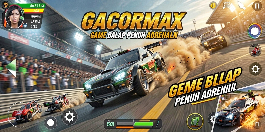 Tampilan gameplay GACORMAX yang mendebarkan dalam balapan.