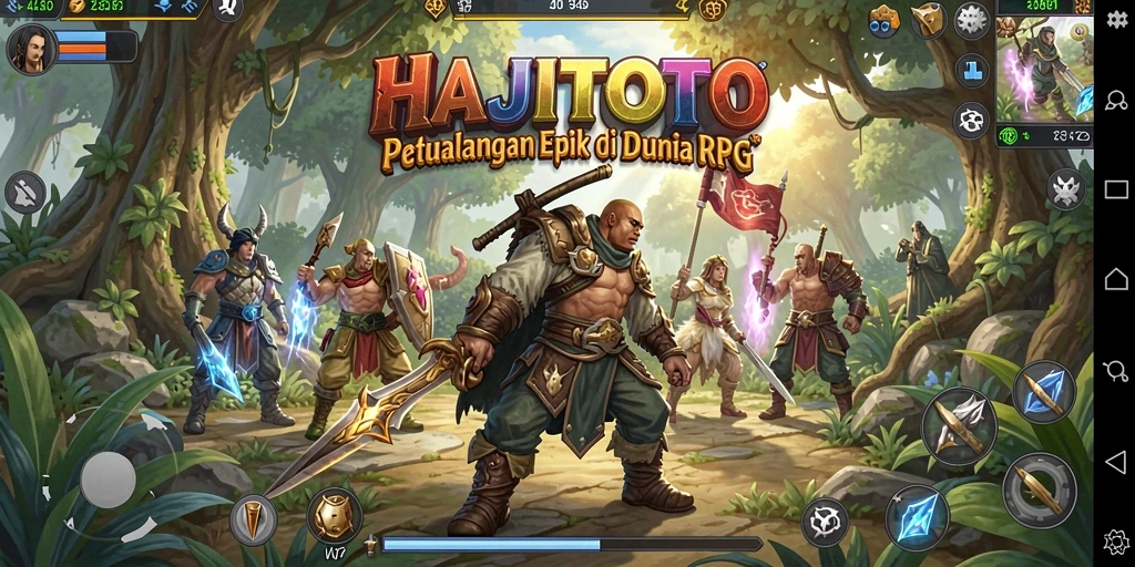 Screenshot utama HAJITOTO menunjukkan aksi pertempuran seru di dunia RPG.