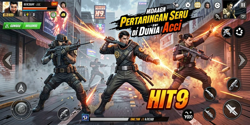 Tampilan gameplay HIT9 yang mendebarkan dalam pertempuran aksi.
