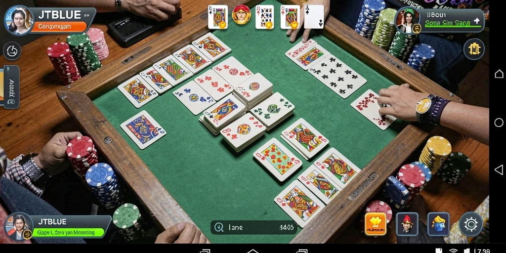 Screenshot gameplay JTBLUE yang menunjukkan serunya bermain Gaple.