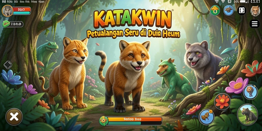 Screenshot dari gameplay KATAKWIN saat menjelajah hutan.