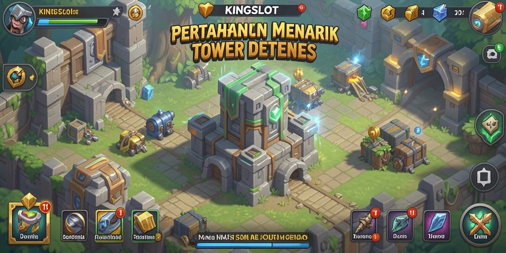 Screenshot utama KINGSLOT menampilkan aksi menegangkan dalam gameplay Tower Defense.