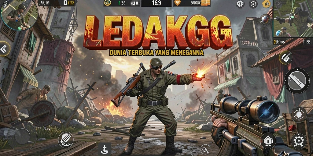Screenshot LEDAKGG menampilkan eksplorasi dunia terbuka yang menakjubkan.