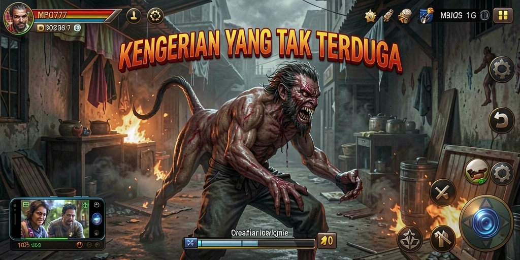 Screenshot menampilkan suasana menyeramkan dalam gameplay MPO777.