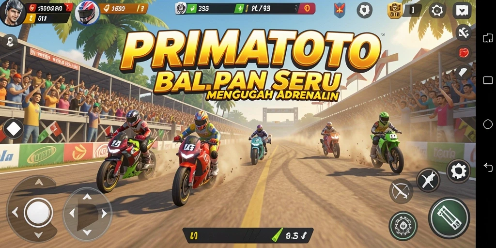 Tampilan gameplay balapan di PRIMATOTO yang mengasyikkan.