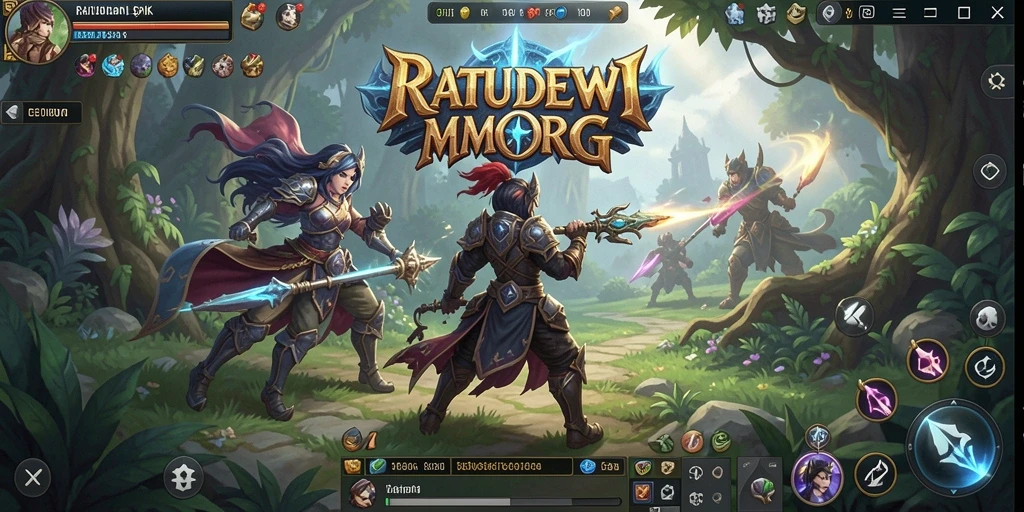 Screenshot menampilkan gameplay epik dalam RATUDEWI dengan aksi pertempuran seru.