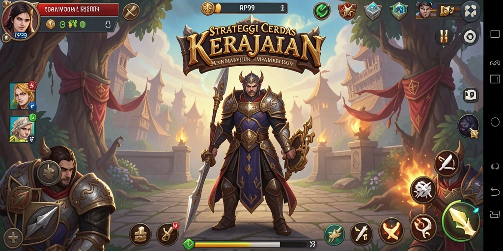 Screenshot RP99 menampilkan aksi pertarungan dan pembangunan kerajaan.