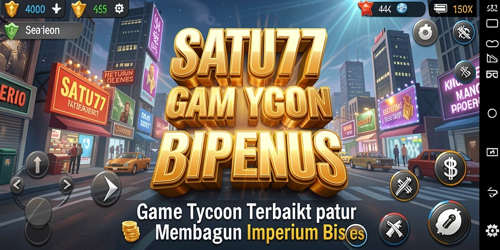 Tampilan gameplay SATU77 yang menarik dalam membangun bisnis Tycoon.