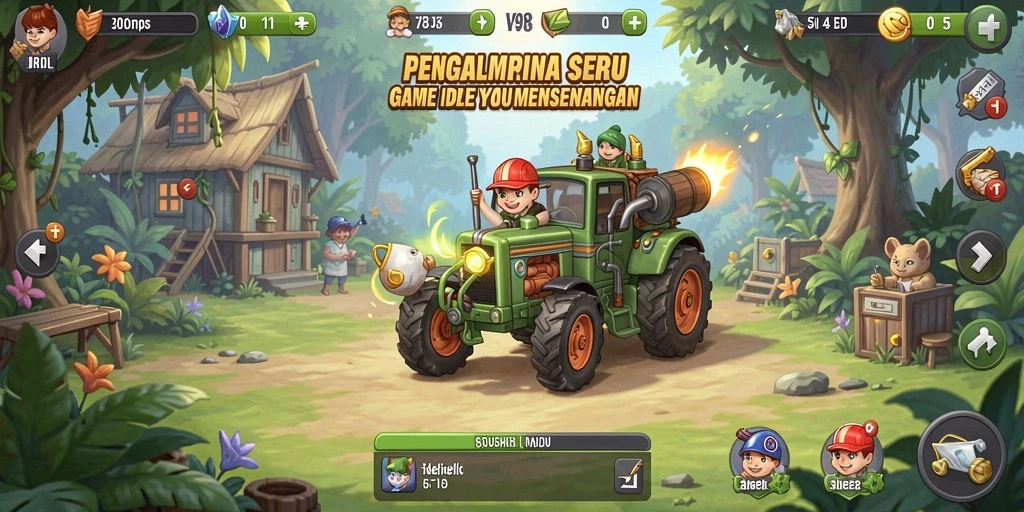 Tampilan menarik dari permainan V98 yang menampilkan karakter dalam gameplay Idle.
